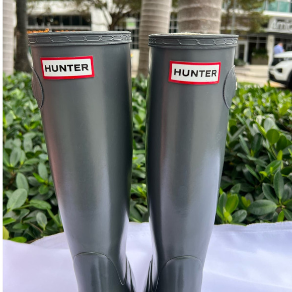 Hunter Women's Bota Original Tall Gloss Graphite Knee-High Rain Boot Size 6 - Picture 5 of 11